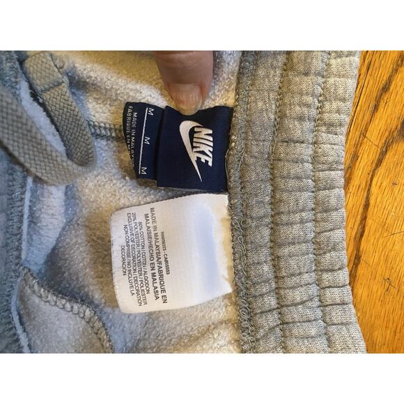 VTG Nike Big Black Swoosh Sweat Shorts Pockets Men’s M Gray Drawstring Pull On - Picture 9 of 10